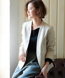 無料印刷可能ベージュ スーツ レディース ノーカラー 人気のファッション画像