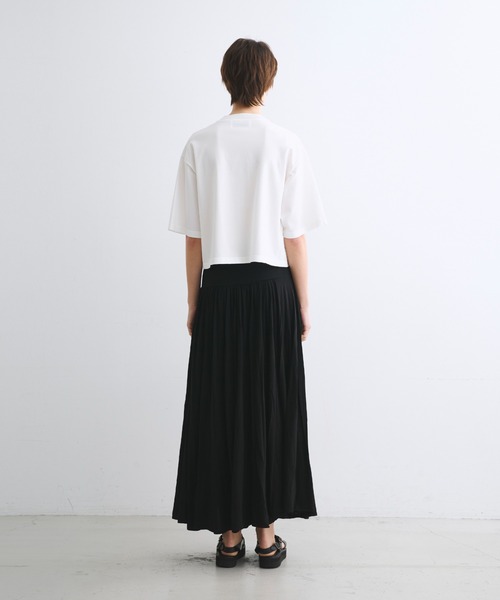 値下げスリードッツ three dots ロングスカート M ネイビー マキシ丈 three dotsスリードッツジャージーコレット ロングスカート