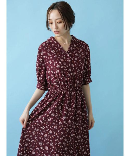 earth music&ecology（アースミュージックアンドエコロジー）の「花柄開襟ワンピース＊（ワンピース・レディース・ブラック/ブラウン/ボルドー・FREE）」の14枚目の写真