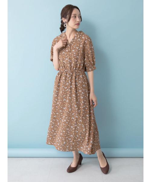 earth music&ecology（アースミュージックアンドエコロジー）の「花柄開襟ワンピース＊（ワンピース・レディース・ブラック/ブラウン/ボルドー・FREE）」の10枚目の写真