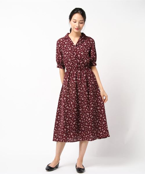 earth music&ecology（アースミュージックアンドエコロジー）の「花柄開襟ワンピース＊（ワンピース・レディース・ブラック/ブラウン/ボルドー・FREE）」の21枚目の写真