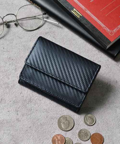 Add+（アッド）の「＜Add+＞本革 カーボンレザー コンパクトミニウォレット 三つ折りミニ財布（財布）」 - WEAR