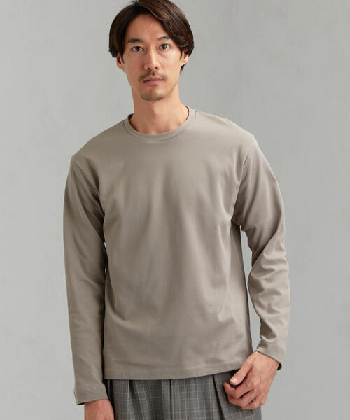 green label relaxing(グリーンレーベルリラクシング)の「CM ミラノポンチ クルー LS カットソー(Tシャツ/カットソー)」|ベージュ