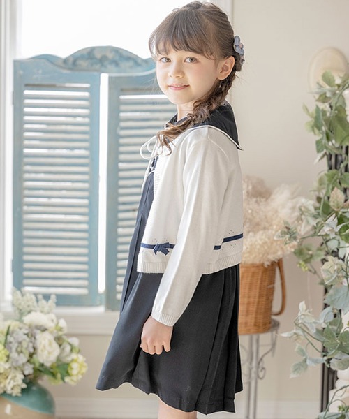 セール】ラインリボン コットンニットカーディガン（カーディガン
