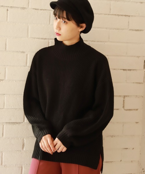 PAGEBOY(ページボーイ)の「アゼハイネックプルオーバー(ニット/セーター・レディース・モカ/オフホワイト/ブルー/ブラック・FREE)」の7枚目の写真