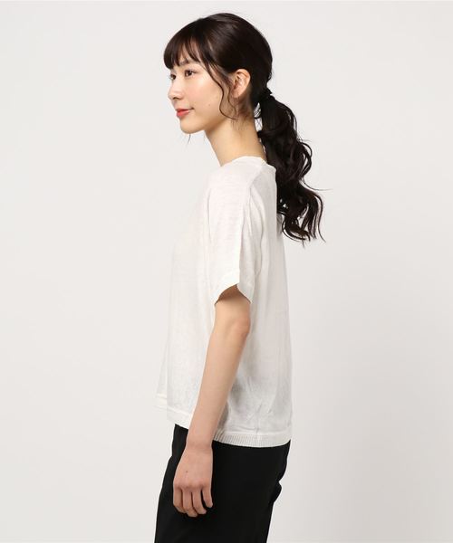 SAISON DE PAPILLON(セゾンドパピヨン)の「【リネン100%】Vネック薄手カットソー(Tシャツ/カットソー・レディース・ブラック/ベージュ/ミント/ホワイト・L/M)」の11枚目の写真