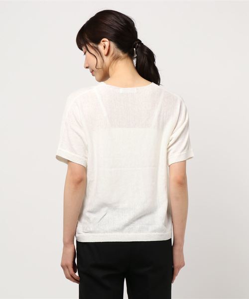 SAISON DE PAPILLON(セゾンドパピヨン)の「【リネン100%】Vネック薄手カットソー(Tシャツ/カットソー・レディース・ブラック/ベージュ/ミント/ホワイト・L/M)」の9枚目の写真