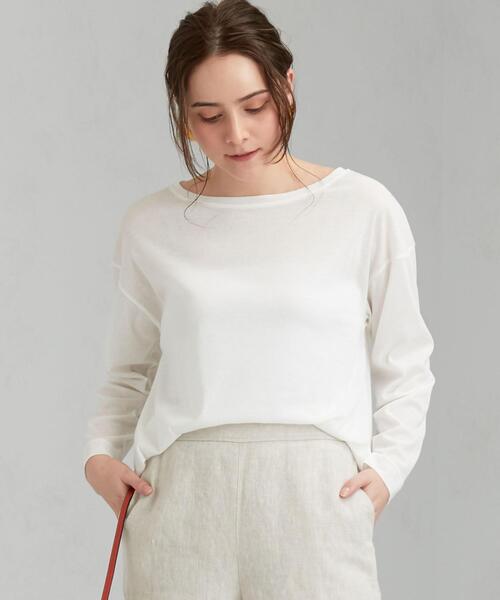 green label relaxing（グリーンレーベルリラクシング）の「FM フライス シアー ロングスリーブ プルオーバー カットソー（Tシャツ/カットソー・レディース・オフホワイト/パープル/ダークグレー・FREE）」の2枚目の写真