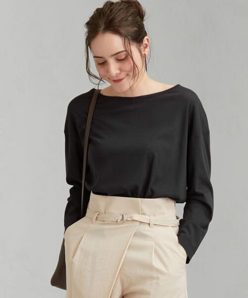 green label relaxing（グリーンレーベルリラクシング）の「FM フライス シアー ロングスリーブ プルオーバー カットソー（Tシャツ/カットソー・レディース・オフホワイト/パープル/ダークグレー・FREE）」の3枚目の写真