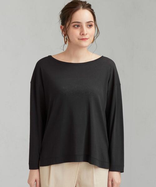 green label relaxing（グリーンレーベルリラクシング）の「FM フライス シアー ロングスリーブ プルオーバー カットソー（Tシャツ/カットソー・レディース・オフホワイト/パープル/ダークグレー・FREE）」の7枚目の写真