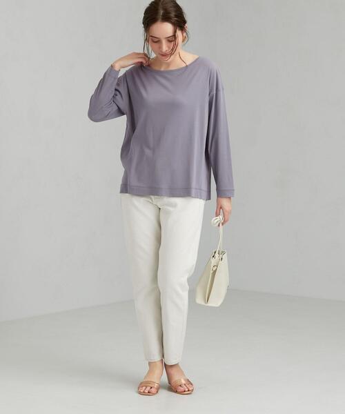 green label relaxing（グリーンレーベルリラクシング）の「FM フライス シアー ロングスリーブ プルオーバー カットソー（Tシャツ/カットソー・レディース・オフホワイト/パープル/ダークグレー・FREE）」の15枚目の写真
