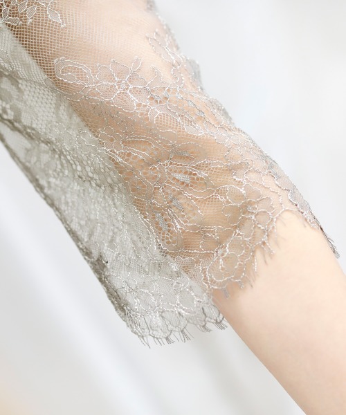 PourVous(プールヴー)の「ロング&七分袖 フォーマル チュール スカート お呼ばれ ワンピースドレス オケージョンドレス 結婚式 二次会 成人式 (ドレス・レディース・ダークパープル/グリーン/ブラック/グレー・M)」の17枚目の写真
