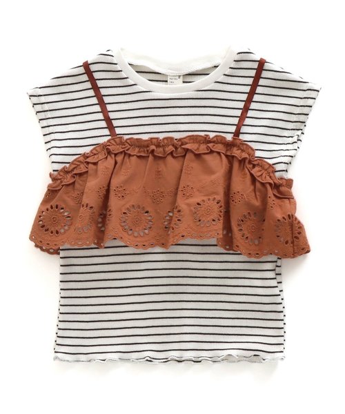 apres les cours（アプレレクール）の「/レースビスチェTシャツ（Tシャツ/カットソー・キッズ・ピンク/ネイビー/その他2・90/110/140/100/120/130/80）」の3枚目の写真