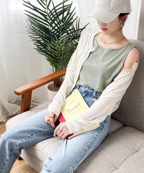 classicalelf（クラシカルエルフ）の「コーデの幅が広がる。ラウンドヘム無地タンクトップ(袖なし)（タンクトップ・レディース・ブラック/オフホワイト/キャメル/モカ/ライトグリーン/ブルー・MEDIUM/LARGE/X-LARGE/SMALL）」の14枚目の写真