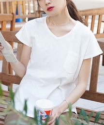 【汗が染みない！シンプルT】 汗しみない ポケットTシャツ［Vネック］ 汗染み防止