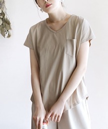 【汗が染みない！シンプルT】 汗しみない ポケットTシャツ［Vネック］ 汗染み防止