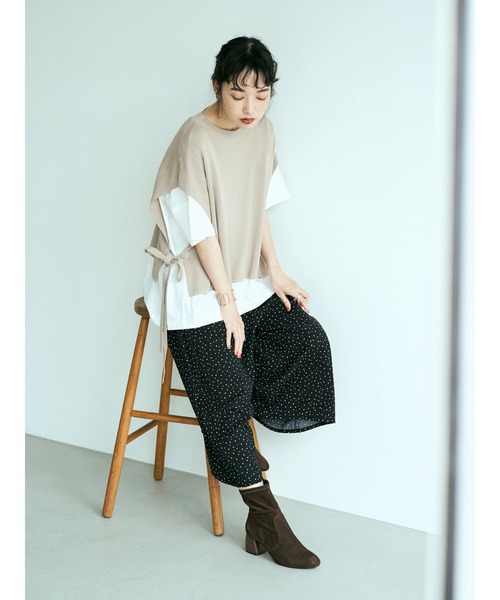 earth music&ecology（アースミュージックアンドエコロジー）の「タックフレアスカーチョ ＊（その他パンツ・レディース・ネイビー/イエロー/キャメル/ドット/ブルーグリーン/ブラック系その他5・FREE）」の8枚目の写真