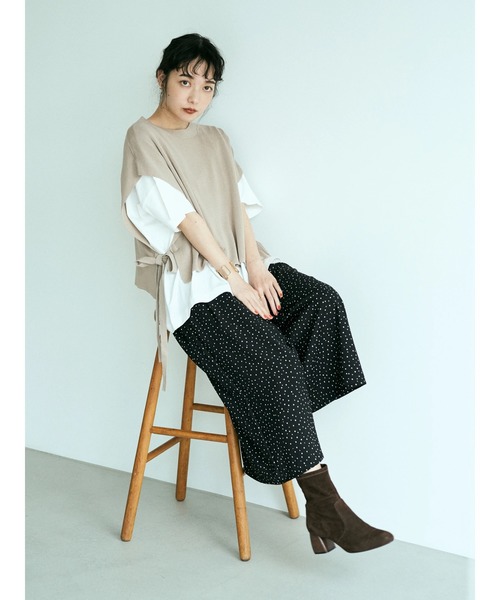 earth music&ecology（アースミュージックアンドエコロジー）の「タックフレアスカーチョ ＊（その他パンツ・レディース・ネイビー/イエロー/キャメル/ドット/ブルーグリーン/ブラック系その他5・FREE）」の9枚目の写真