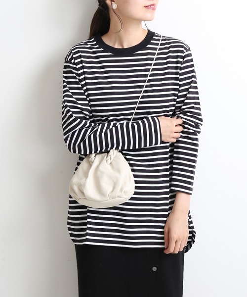 IENA（イエナ）の「ラウンドテールプルオーバー◆（Tシャツ/カットソー・レディース・ホワイト/ブラック系その他/カーキ・FREE）」の3枚目の写真