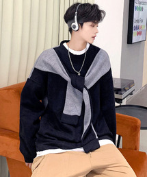 neos | 【neos -addictive design-】ビッグシルエット  肩掛け フェイクレイヤード クルーネック スウェット(スウェット)