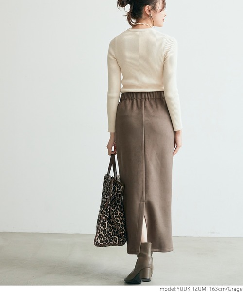 coca（coca）（コカ）の「フェイクスウェードタイトスカート（スカート・レディース・グレイッシュベージュ/アイボリー・ONE SIZE）」の10枚目の写真