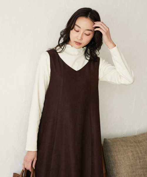 Green　Parks（グリーンパークス）の「ジャガードハイネックカットインナー＊（タンクトップ・レディース・ライトグレー/ブラック/オフホワイト/ライトベージュ・FREE）」の2枚目の写真