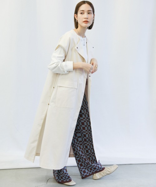 select MOCA（セレクトモカ）の「3WAYスタンドカラーパイピングトレンチコート（トレンチコート・レディース・アイボリー/ライトベージュ・FREE）」の12枚目の写真