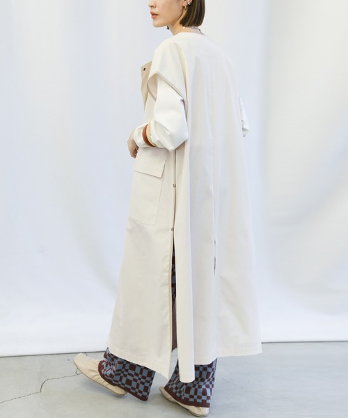 select MOCA（セレクトモカ）の「3WAYスタンドカラーパイピングトレンチコート（トレンチコート・レディース・アイボリー/ライトベージュ・FREE）」の11枚目の写真