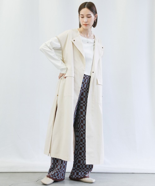 select MOCA（セレクトモカ）の「3WAYスタンドカラーパイピングトレンチコート（トレンチコート・レディース・アイボリー/ライトベージュ・FREE）」の20枚目の写真