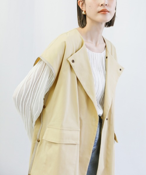 select MOCA（セレクトモカ）の「3WAYスタンドカラーパイピングトレンチコート（トレンチコート・レディース・アイボリー/ライトベージュ・FREE）」の15枚目の写真