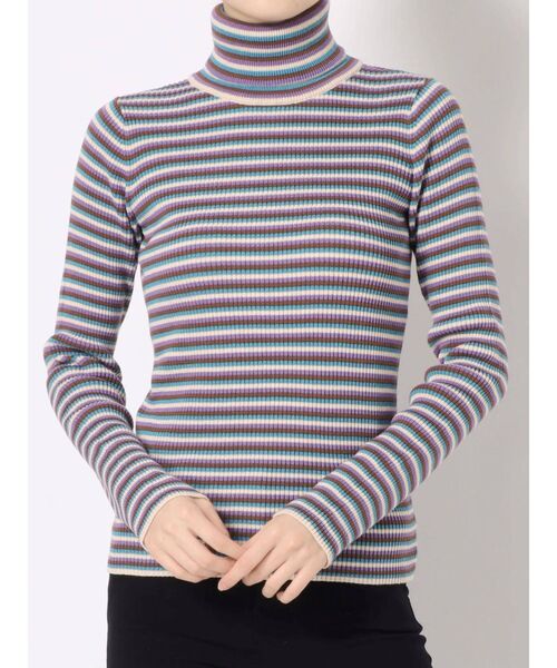 jouetie（ジュエティ）の「ベーシックボーダータートル（ニット/セーター・レディース・グリーン/パープル・MEDIUM）」の17枚目の写真