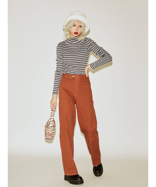 jouetie（ジュエティ）の「ベーシックボーダータートル（ニット/セーター・レディース・グリーン/パープル・MEDIUM）」の5枚目の写真