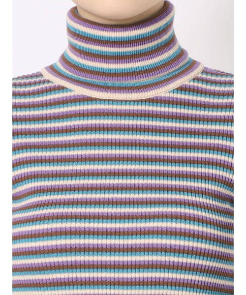 jouetie（ジュエティ）の「ベーシックボーダータートル（ニット/セーター・レディース・グリーン/パープル・MEDIUM）」の8枚目の写真