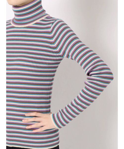 jouetie（ジュエティ）の「ベーシックボーダータートル（ニット/セーター・レディース・グリーン/パープル・MEDIUM）」の12枚目の写真