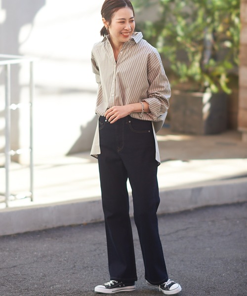 CIAOPANIC TYPY（チャオパニックティピー）の「【OSORO】ブロードストライプシャツ（シャツ/ブラウス・レディース・ベージュ/ピンク/ブルー/グリーン・ONE SIZE）」の5枚目の写真