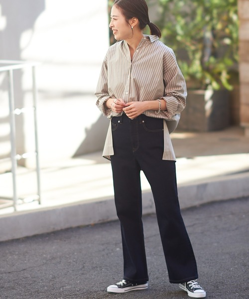 CIAOPANIC TYPY（チャオパニックティピー）の「【OSORO】ブロードストライプシャツ（シャツ/ブラウス・レディース・ベージュ/ピンク/ブルー/グリーン・ONE SIZE）」の7枚目の写真