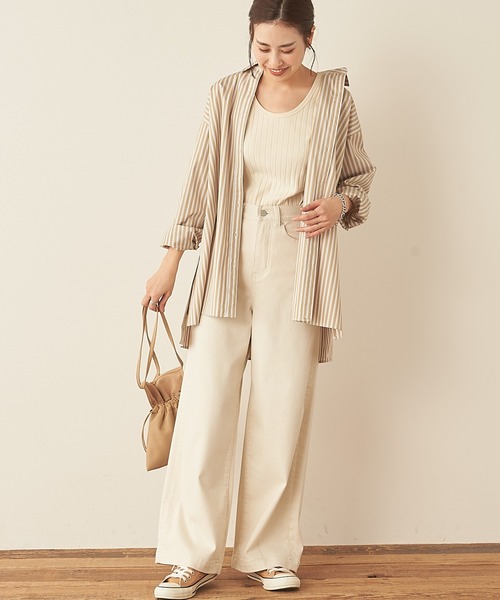 CIAOPANIC TYPY（チャオパニックティピー）の「【OSORO】ブロードストライプシャツ（シャツ/ブラウス・レディース・ベージュ/ピンク/ブルー/グリーン・ONE SIZE）」の22枚目の写真