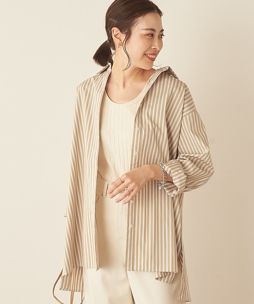 CIAOPANIC TYPY（チャオパニックティピー）の「【OSORO】ブロードストライプシャツ（シャツ/ブラウス・レディース・ベージュ/ピンク/ブルー/グリーン・ONE SIZE）」の20枚目の写真