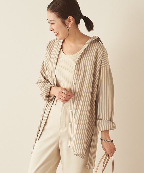 CIAOPANIC TYPY（チャオパニックティピー）の「【OSORO】ブロードストライプシャツ（シャツ/ブラウス・レディース・ベージュ/ピンク/ブルー/グリーン・ONE SIZE）」の21枚目の写真