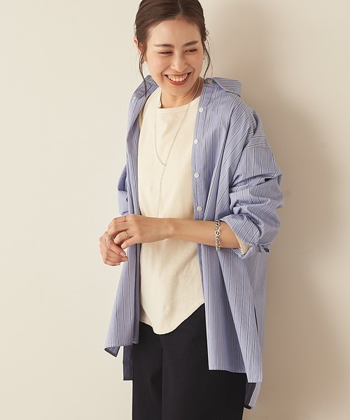 CIAOPANIC TYPY（チャオパニックティピー）の「【OSORO】ブロードストライプシャツ（シャツ/ブラウス・レディース・ベージュ/ピンク/ブルー/グリーン・ONE SIZE）」の9枚目の写真