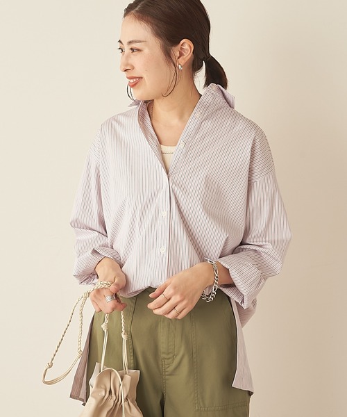 CIAOPANIC TYPY（チャオパニックティピー）の「【OSORO】ブロードストライプシャツ（シャツ/ブラウス・レディース・ベージュ/ピンク/ブルー/グリーン・ONE SIZE）」の10枚目の写真