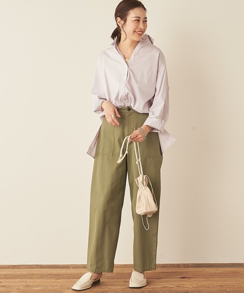 CIAOPANIC TYPY（チャオパニックティピー）の「【OSORO】ブロードストライプシャツ（シャツ/ブラウス・レディース・ベージュ/ピンク/ブルー/グリーン・ONE SIZE）」の11枚目の写真