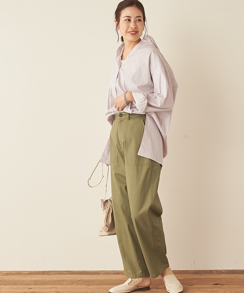 CIAOPANIC TYPY（チャオパニックティピー）の「【OSORO】ブロードストライプシャツ（シャツ/ブラウス・レディース・ベージュ/ピンク/ブルー/グリーン・ONE SIZE）」の13枚目の写真