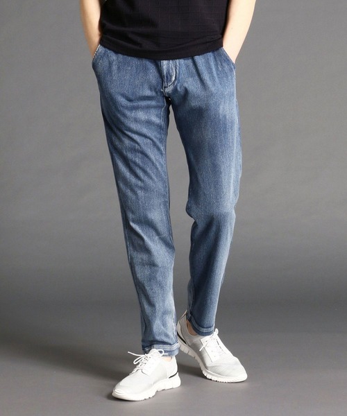 MONSIEUR NICOLE（ムッシュニコル）の「デニムジャージテーパードパンツ（デニムパンツ・メンズ・その他1/ブラック/ライトグレー/ネイビー・LARGE/X-LARGE/SMALL/MEDIUM）」の3枚目の写真