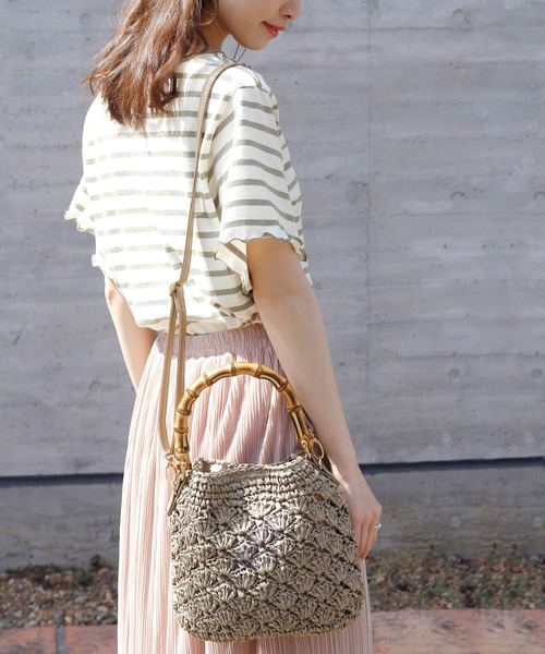 Crisp（クリスプ）の「バンブーハンドルショルダーバッグ（ショルダーバッグ・レディース・アイボリー・FREE）」の3枚目の写真