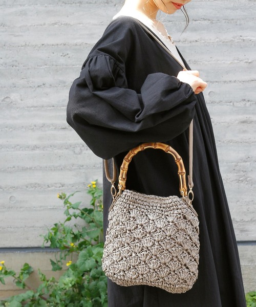 Crisp（クリスプ）の「バンブーハンドルショルダーバッグ（ショルダーバッグ・レディース・アイボリー・FREE）」の11枚目の写真