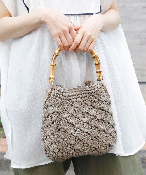 Crisp（クリスプ）の「バンブーハンドルショルダーバッグ（ショルダーバッグ・レディース・アイボリー・FREE）」の6枚目の写真