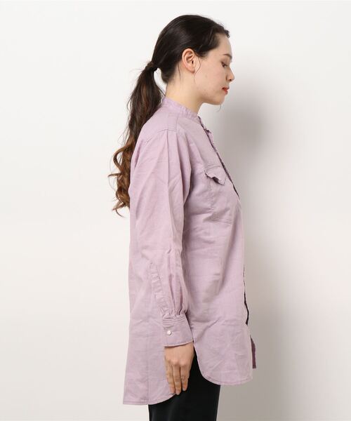 Lee(リー)の「Lee/リー バンドカラーシャツ(シャツ/ブラウス・レディース・パープル/オフホワイト/インディゴブルー/ライトインディゴブルー・SMALL/MEDIUM)」の16枚目の写真