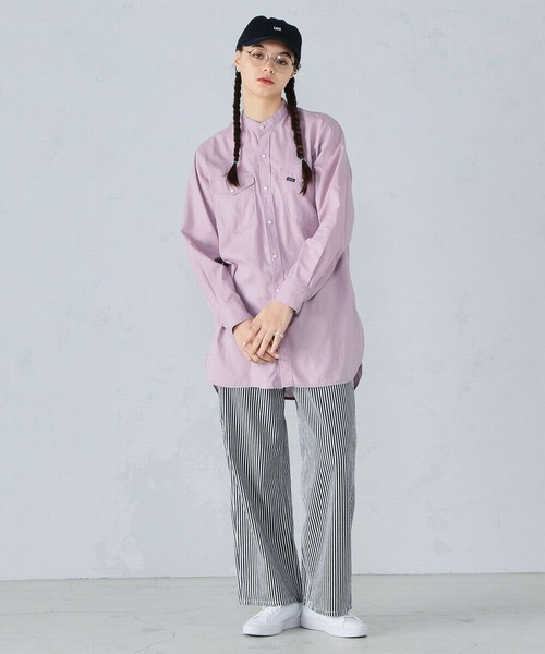 Lee(リー)の「Lee/リー バンドカラーシャツ(シャツ/ブラウス・レディース・パープル/オフホワイト/インディゴブルー/ライトインディゴブルー・SMALL/MEDIUM)」の5枚目の写真