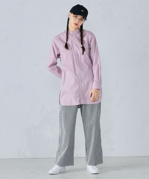 Lee(リー)の「Lee/リー バンドカラーシャツ(シャツ/ブラウス・レディース・パープル/オフホワイト/インディゴブルー/ライトインディゴブルー・SMALL/MEDIUM)」の6枚目の写真